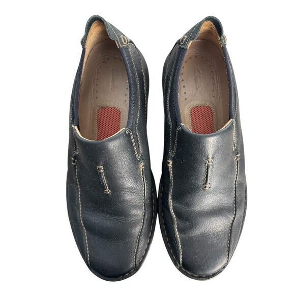 CLARKS Black Leather Slip-On Loafer 36595 Comfort Casual Dress Mens Sz 10.5M - Picture 3 of 12
